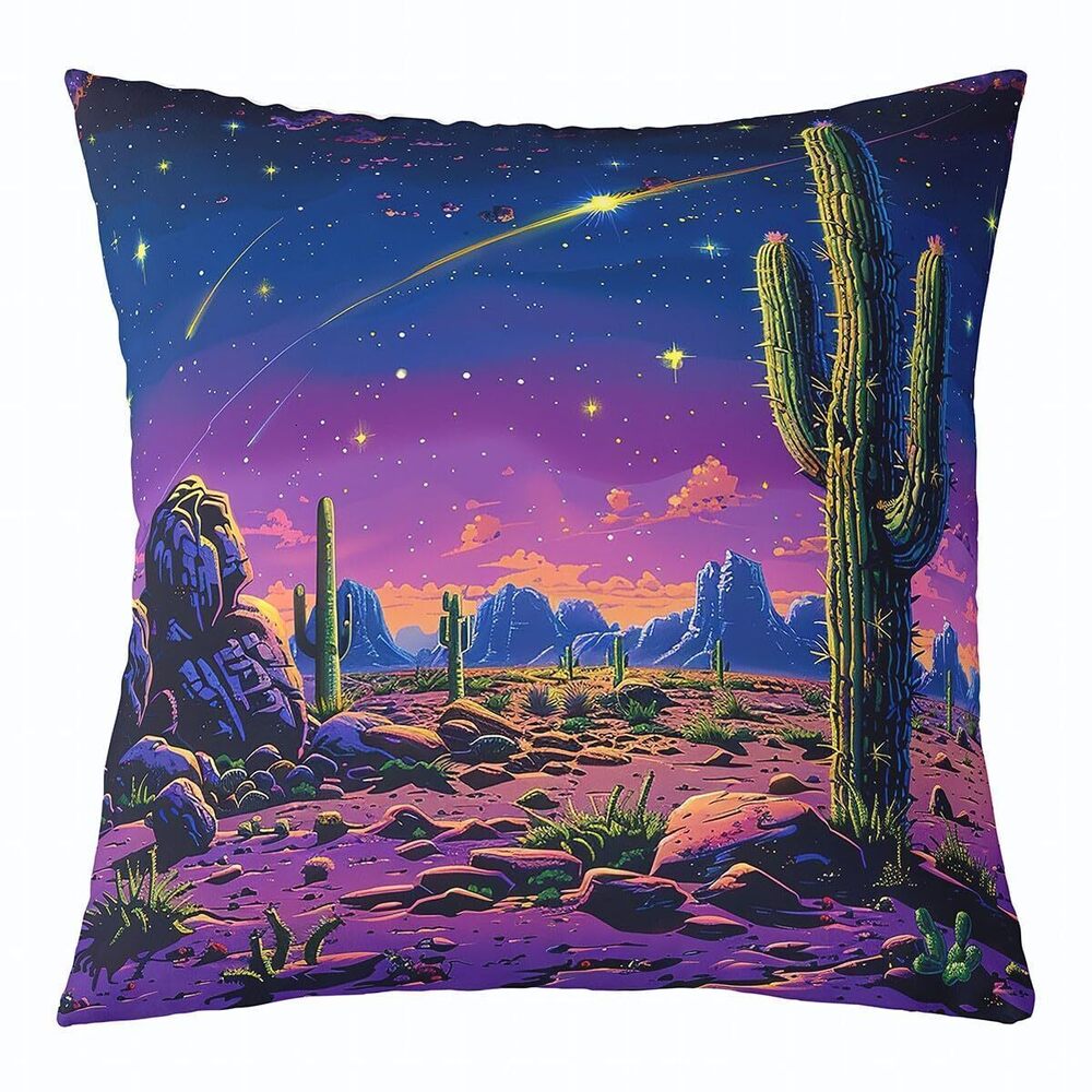 6006 Retro Cactus Pillow Cover 18x18 Inch,Rustic Farmhouse Western Throw